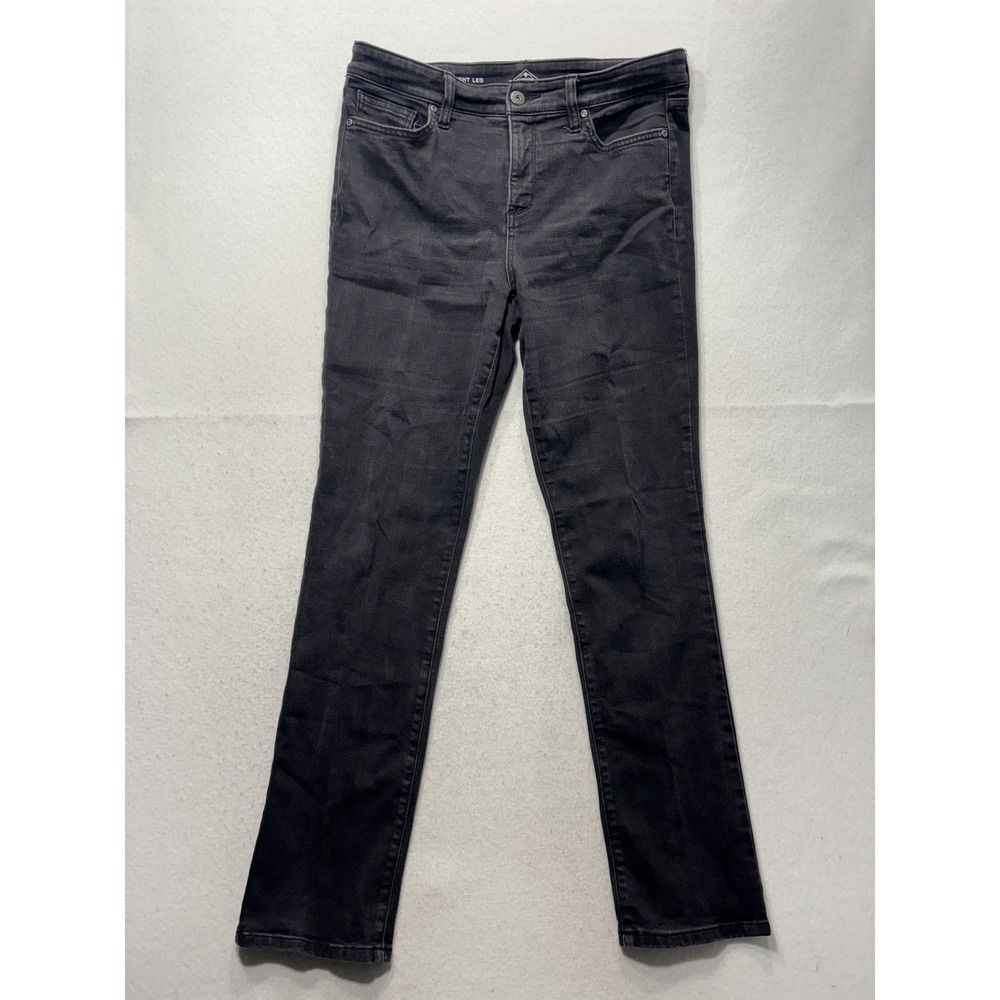 St. John's Bay Straight Jeans Womens 10 Tall Gray Charcoal Wash 32x32 Stretch